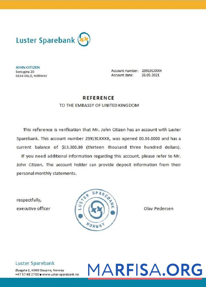 Blank Norway Luster Sparebank reference template